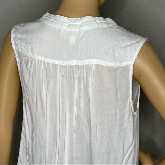 Anthropologie Cloth & Stone Sleeveless Blouse White High Low Hem Sheer Sz Small - Picture 13 of 13